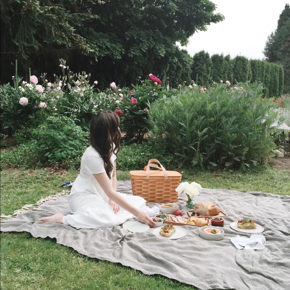 June Home Supply Other - Picnic Basket with Leather Handles